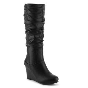 Black knee high wedge boot